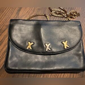 Paloma Picasso Black Leather Bag with Gold Accents